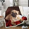 Tbrand Coperta in pile con stampa di cane e carlino, per bambini, ragazzi, ragazze, hippie, cucciolo, coperta di peluche divertente con stampa animale, per divano letto, divano, letto matrimoniale, 150 x