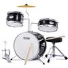 VEVOR Kit di batteria per Bambini Principianti con Trono Nero 355,6 mm 3 Pezzi