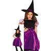 FIESTAS GUIRCA | Costume Strega Bambina - Cappello a Punta - Viola 3-4 anni | Set 2 Pezzi | Maniche a Sbuffo | Fiocco Decorativo | Poliestere Leggero | Halloween, Carnevale, Feste