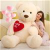 130Cm Orso Peluche Gigante Con I Love You, XXL Avorio Orsacchiotto Di Peluche Gr