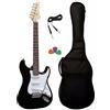 SMT Chitarra Elettrica Stratocaster Nera SMT con Custodia e Cavo Jack