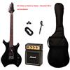 Strumentimusicalitop Chitarra Elettrica Metal Nera e Amplificatore Marshall MS-2 Custodia e Accessori