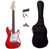 smt Chitarra Elettrica Strato Rossa con Custodia e Cavo Jack