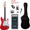 Strumentimusicalitop Chitarra Elettrica Stratocaster Rossa Amplificatore Marshall MS-4 Kit Completo