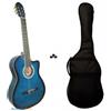Strumentimusicalitop Chitarra Classica Blu 4/4 Amplificata Elettrificata Cutaway Custodia