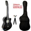 Strumentimusicalitop Chitarra Classica Nera 4/4 Amplificata Elettrificata Cutaway Custodia Accessori