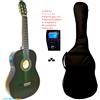 Strumentimusicalitop Chitarra Classica Verde 4/4 Amplificata Elettrificata 4b Tuner Custodia plettri