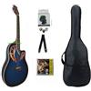 strumetimusicalitop Chitarra Acustica Roundback Elettrificata Blu Elettroacustica con Accessori
