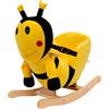 DecHome Cavallo a Dondolo Ape in Legno Cavalcabile 3+ Giallo e Nero DecHome