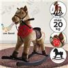 StrMy Cavallo a Dondolo per Bambini con Suoni Realistici Struttura in Legno e Peluche