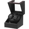 DRAIGERWAY Scatola Carica Orologio Automatische Uhrenbeweger Box PU Leder Uhrengehäuse mit leisem Motor Batteriebetrieb oder Netzteil für Automatikuhren (Faser aus Kohlenstoff PU-DGW)
