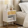 HEYZOEY Comodino moderno, bianco, 40,00 x 30,00 x 60,00 cm, con cassetto in rovere, per soggiorno, camera da letto, ufficio