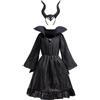 Lito Angels Vestito Costume da Maleficent con Cerchietto con Corna per Bambina Taglia 11-12 anni, Nero