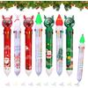 Seasboes 7 Pezzi Penne a Sfera Natale Penne Multicolore Albero di Natale Pupazzo di Neve Babbo Natale Renna Novità Pennarello Retrattili 10 in 1 per Studenti Ufficio Scolastico Regalo di Natalizie Cancelleria