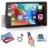 Podofo Autoradio 1 din con schermo 7 Carplay&Android Auto Mirror Link,Stereo auto bluetooth Con Microfono/SD/USB/EQ/Controllo Del Volante/7 Tasti a Colori Con telecamera retromarcia auto