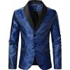 Tobysper Sakko - Giacca da uomo con paillette, in raso, oro con brillantini, vestibilità normale, con 2 bottoni, per il tempo libero, per feste, business, per matrimoni, Blu, XL