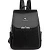 LEMITA Zaino da donna Donna casual Grande capacità School Bag Designer Borse a tracolla in pelle Zaino da viaggio delle donne, nero, 24 * 12 * 32CM
