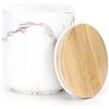 AmeliaHome Scatola portaoggetti in ceramica con coperchio in legno, motivo marmo, 8,5 x 9,4 cm, colore: cacao bianco