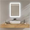 EMKE Specchio Bagno LED 50x70 cm, Specchio con Illuminazione Bianco Freddo, Specchio da Parete con Interruttore Touch, IP44, Risparmio energetico, Specchio Luminoso