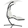 Outsunny Sdraio a Dondolo da giardino Dondolo Sospeso con tettuccio per Relax Chaise Longue di Lusso con Tettuccio, Crema|Aosom