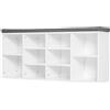 HOMCOM Panca Scarpiera Salvaspazio con Ripiani Regolabili in Legno con Cuscino Imbottito per 10 Paia di Scarpe, Bianco e Grigio, 104x30x48cm | Aosom