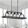 WUZUPS 5 lampadari in metallo leggero imitazione venature del legno lineare lampada a sospensione illuminazione a soffitto rustico rubinetto cucina isola sala da pranzo attacco E27 nero