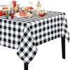BrillShine Tovaglia Rettangolare Buffalo Plaid Tovaglia a Quadretti per Cucina, Campeggio Decorazione da Tavolo per Feste di Natale All'aperto (140 x 210 cm, Bianco Nero)