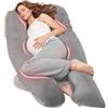 Nuliie Cuscino per Gravidanza, Cuscino per Gravidanza a Forma di U per Dormire,Supporto per Cuscino per Maternità da 51 pollici per SFianchi,Gambe per Donne Incinte,con Fodera in Lavabile