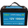 ODIPIE BATTERIA LIFEPO4 RICARICABILE PACCO LITIO FERRO FOSFATO PILA 1280wh 12v100ah