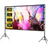 Does not apply Schermo per Proiettore Con Supporto, Schermo Di Proiezione Portatile 16:9 4K HD,