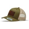 minifan Cappellino da camionista Flexfit Snapback: bandiera USA - Army Military America Outdoor Cap Cappellino da baseball Outdoor Mesh Cap Equipaggiamento Accessori escursionistici, Verde muschio/kaki,
