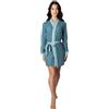 Leo Corsetteria Vestaglia per donna pile calda giovane invernale modello kimono con cintura in vita, collo sciallato Tinta unita Rosa Misura L