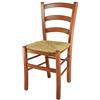 t m c s Tommychairs - Sedia modello Venice per cucina bar e sala da pranzo, robusta struttura in legno di faggio color ciliegio e seduta in paglia