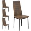 ZZINOKE Set da 4 Sedie Sala da Pranzo Imbottite Spesse,Sedie da Cucina con Schienale Alto,Morbida Pelle Scamosciata, Robusta Struttura in Metallo,Adatte per Cucina,Soggiorno,Pranzo,moderna,Marrone