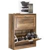 SoBuy Scarpiera Salvaspazio Slim per Ingresso, Mobile Ingresso a 2 Ribalte, 60x23x79 cm, Noce, Design Moderno, Facile Installazione, Regolabile per Scarpe Basse e Stivali, FSR137-F