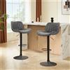 Zouron Set di 2 sedie da sala da pranzo, sedie da cucina, sgabello da bar vintage, altezza regolabile e girevole a 360°, superficie in PU con poggiapiedi e schienale, grigio