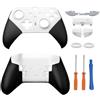 Hzxkqmil Set di Guscio di Ricambio per Xbox Elite Controller Series 2 - Core Bianco, Custodia Anteriore Coperchio Posteriore + Pulsante di Attivazione LB RB LT RT Paracolpi Anello Joystick Accessori