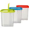 Kigima Scatola caraffa per müsli e cornflakes, grande contenitore da 2 litri, confezione da 3, colore: Verde/Blu/Rosso