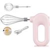 Cyrank Sbattitore manuale senza fili Mini frullino per le uova elettrico Mini sbattitore elettrico regolabile a 4 velocità, ricarica USB, 1500 mAh(Rosa)