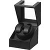 DRAIGERWAY Automatische Uhrenbeweger Box PU Leder Uhrengehäuse mit leisem Motor Netzteil für Automatikuhren…, Schwarz Pu-dgw, Moderno