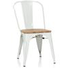 HJH Office 645046 Bistrot da Bar VANTAGGIO COMFORT W Impilabile in Metallo e Legno, Pranzo Design Industriale, Bianco