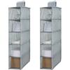 Minnhua 2 Pezzi Ripiani per Armadio Interno, Organizzatore Armadio con 5 Scomparti, Pieghevole Porta Borse, Organizer da Appendere per Calze, Maglioni, Cappelli, Scarpe (Grigio)