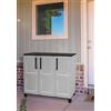Dmora Armadio da Esterno Pelt, Armadio Balcone Multiuso, Mobile Outdoor 3 Ante, 100% Made in Italy, 102x37h90 cm, Grigio Chiaro e Nero, Finitura Quadri
