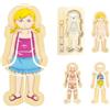 WOODENFUN Mein Körper Puzzle per Bambini 3-5 Anni, Montessori Anatomia, Puzzle a Strati per Età Prescolare (Ragazze)
