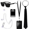 Horolam Agente Costume Accessori, Servizio Segreto Costume Set Spy Costume Accessori Con Occhiali Da Sole Neri Zip Tie Earpiece Id Card Holder per Uomini Donne Bambini