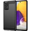 owlhold Cover per Samsung Galaxy A72 4G/5G, Custodia Spazzolata e Fibra di Carbonio Morbido Silicone TPU Slim Fit Case, Antiurto, Antigraffio, Antiscivolo, Protezione Militare, Nero