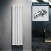 ELEGANTE Termoarredo Design Flat 1800 x 462 mm con Termostato Multiblocco Cromato, Radiatore Piatto Singolo Strato Verticale Attacco Centrale