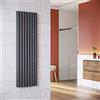 ELEGANT - Moderno radiatore, antracite, tubi verticali a sezione ovoidale, a doppio strato, con attacco centrale, colore: antracite, 1600 x 472 mm