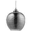 Relaxdays Lampadario a Sospensione, Paralume in Vetro, Cavo Regolabile, HD 130x22 cm, Attacco E27, Sala, Cucina, Grigio