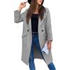 semen Cappotto da donna con risvolto dentellato invernale caldo pisello cappotti larghi monopetto trench elegante giacca a vento soprabito, grigio, 50